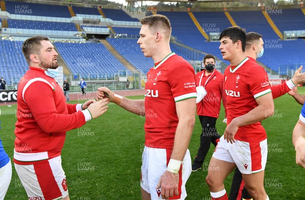 130321 - Italy v Wales - Guinness Six Nations - Wyn Jones and Liam Williams of Wales at full time