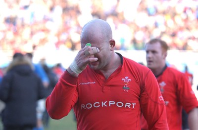 150203 - Italy v Wales - Six Nations Championship - Wales' Ben Evans leaves the field dejected at the end of the game  