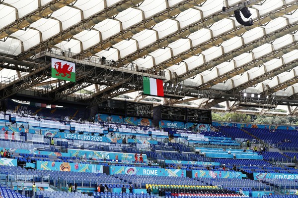 200621 - Italy v Wales - Euro 2020, Group A - A general view of Olympic Stadium in Rome ahead of kick off