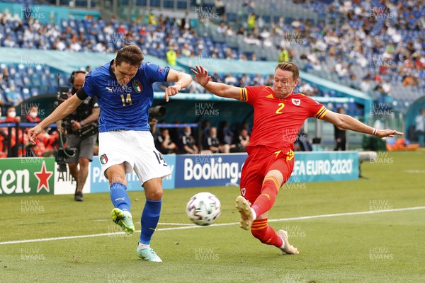 200621 - Italy v Wales - Euro 2020, Group A - Federico Chiesa of Italy is tackled by Chris Gunter of Wales