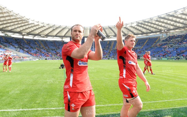 210315 - Italy v Wales - RBS 6 Nations 2015 -Jamie Roberts and Jonathan Davies of Wales at the end of the game