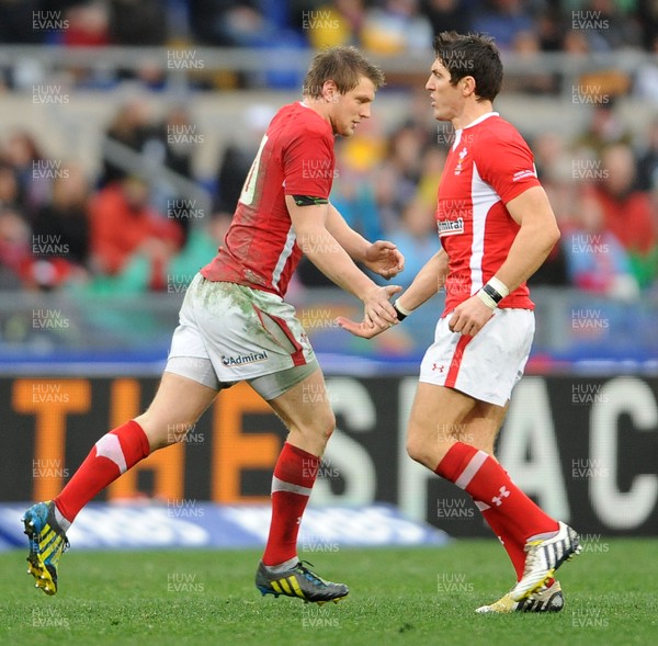 230213 - Italy v Wales - RBS Six Nations -Dan Biggar of Wales is replaced by James Hook of Wales