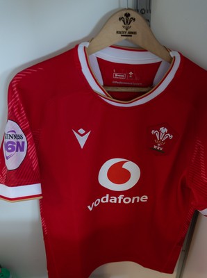 270425 - Italy v Wales, Guinness Women’s Six Nations 2025 - Wales match jerseys hang in the changing room ahead of the match