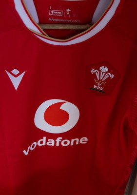 270425 - Italy v Wales, Guinness Women’s Six Nations 2025 - Wales match jerseys hang in the changing room ahead of the match