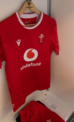 270425 - Italy v Wales, Guinness Women’s Six Nations 2025 - Wales match jerseys hang in the changing room ahead of the match