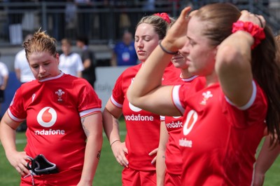 270425 - Italy v Wales, Guinness Women’s Six Nations 2025 - Bethan Lewis of Wales and Gwen Crabb of Wales at the end of the match