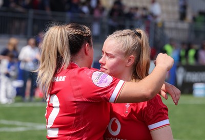270425 - Italy v Wales, Guinness Women’s Six Nations 2025 - Courtney Keight of Wales and Catherine Richards of Wales at the end of the match