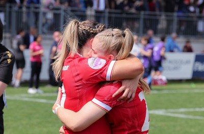 270425 - Italy v Wales, Guinness Women’s Six Nations 2025 - Courtney Keight of Wales and Catherine Richards of Wales at the end of the match