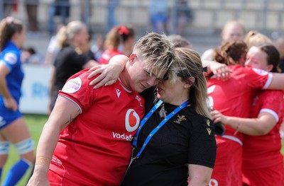 270425 - Italy v Wales, Guinness Women’s Six Nations 2025 - Donna Rose of Wales with team manager Angela Daw at the end of the match
