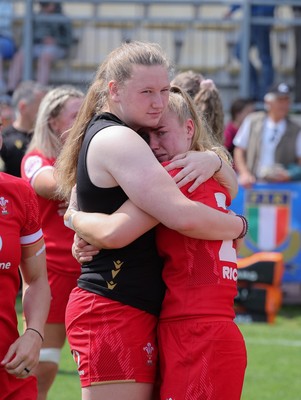 270425 - Italy v Wales, Guinness Women’s Six Nations 2025 - Alaw Pyrs of Wales and Catherine Richards of Wales at the end of the match