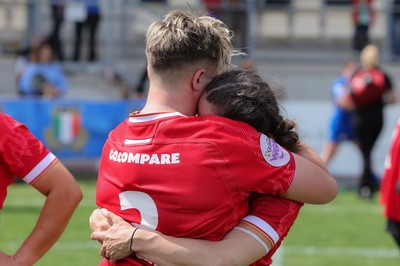270425 - Italy v Wales, Guinness Women’s Six Nations 2025 - Donna Rose of Wales and Lleucu George of Wales at the end of the match