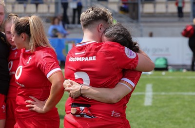 270425 - Italy v Wales, Guinness Women’s Six Nations 2025 - Donna Rose of Wales and Lleucu George of Wales at the end of the match