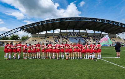 270425 - Italy v Wales, Guinness Women’s Six Nations 2025 - The Wales team during the anthems