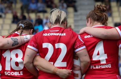 270425 - Italy v Wales, Guinness Women’s Six Nations 2025 - The Wales team during the anthems