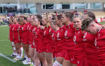 270425 - Italy v Wales, Guinness Women’s Six Nations 2025 - The Wales team during the anthems
