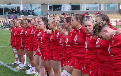 270425 - Italy v Wales, Guinness Women’s Six Nations 2025 - The Wales team during the anthems