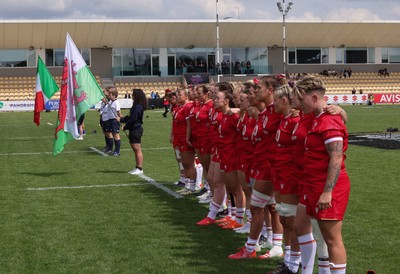 270425 - Italy v Wales, Guinness Women’s Six Nations 2025 - The Wales team during the anthems