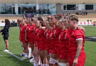 270425 - Italy v Wales, Guinness Women’s Six Nations 2025 - The Wales team during the anthems