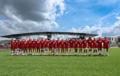 270425 - Italy v Wales, Guinness Women’s Six Nations 2025 - The Wales team during the anthems
