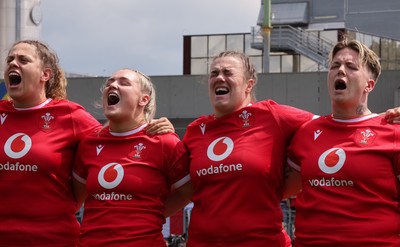 270425 - Italy v Wales, Guinness Women’s Six Nations 2025 - The Wales team during the anthems