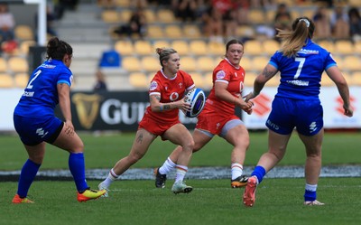 270425 - Italy v Wales, Guinness Women’s Six Nations 2025 - Keira Bevan of Wales with Lleucu George of Wales in support