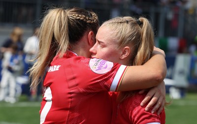 270425 - Italy v Wales, Guinness Women’s Six Nations 2025 - Courtney Keight of Wales and Catherine Richards of Wales at the end of the match