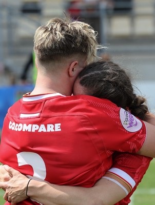 270425 - Italy v Wales, Guinness Women’s Six Nations 2025 - Donna Rose of Wales and Jasmine Joyce of Wales at the end of the match