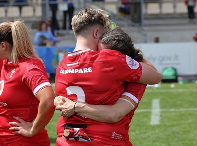 270425 - Italy v Wales, Guinness Women’s Six Nations 2025 - Donna Rose of Wales and Jasmine Joyce of Wales at the end of the match