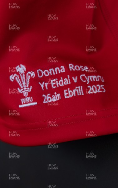 270425 - Italy v Wales, Guinness Women’s Six Nations 2025 - Wales match jerseys hang in the changing room ahead of the match