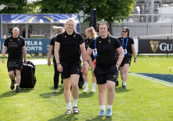 270425 - Italy v Wales, Guinness Women’s Six Nations 2025 - Alaw Pyrs of Wales and Maisie Davies of Wales arrive at the stadium ahead of the match