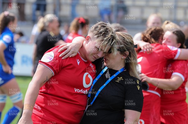 270425 - Italy v Wales, Guinness Women’s Six Nations 2025 - Donna Rose of Wales with team manager Angela Daw at the end of the match