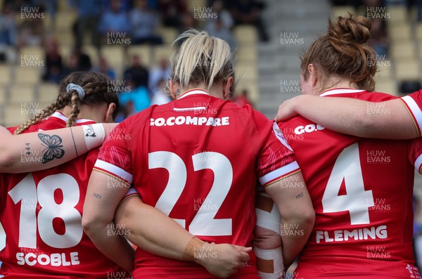 270425 - Italy v Wales, Guinness Women’s Six Nations 2025 - The Wales team during the anthems