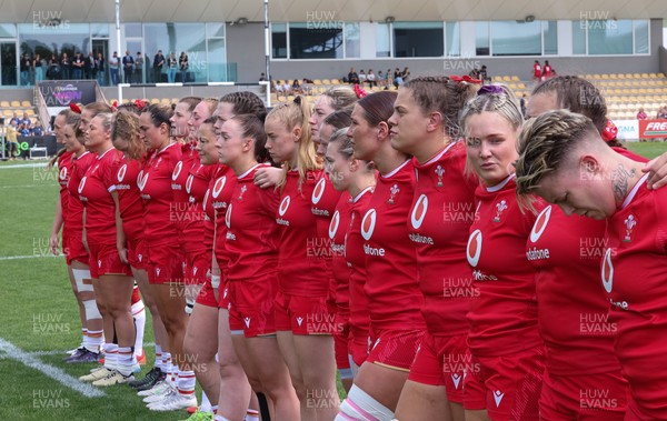 270425 - Italy v Wales, Guinness Women’s Six Nations 2025 - The Wales team during the anthems