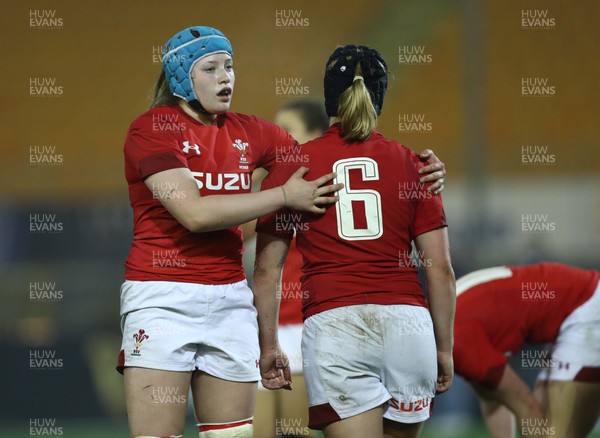 090219 - Italy v Wales - Guinness Women's Six Nations -  Gwen Crabb and Bethan Lewis of Wales