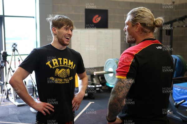 180419 - MMA fighter and Cage Warriors World Champion Jack Shore talks to Richard Hibbard as he trains at Dragons Rugby HQ - 