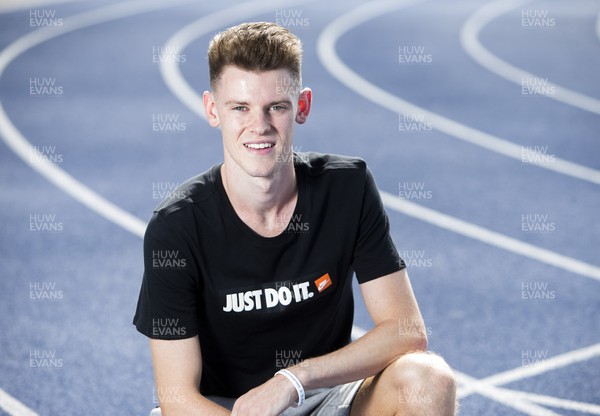 190718 - Picture shows Welsh middle distance runner Jake Heyward at Cardiff Met University Athletics Centre