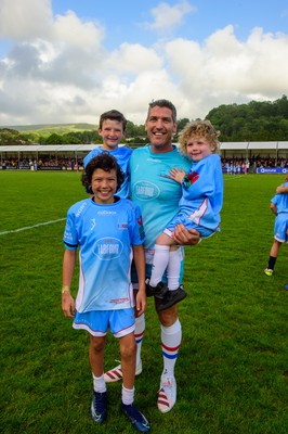 100622 - James Hook Select XV v Classic Lions XV - James Hook Testimonial Match - James Hook with sons OIlie (back left), Harrison (bottom left) and George (right)