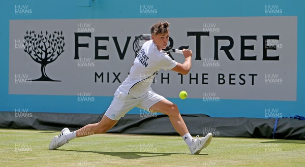 220619 - Fever Tree Tennis Championship Day 6 - Paul Hutchins Trophy -  James Story (Wales) in action during his match against William Grant (USA) 