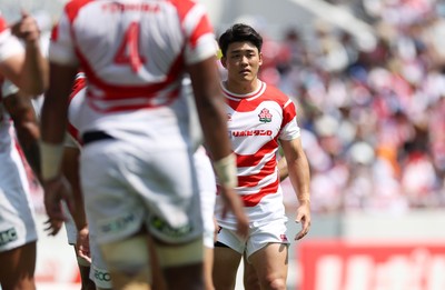 050725 - Japan v Wales - Summer Tour First Test - Ichigo Nakakusu of Japan is shown a yellow by Referee Luke Pearce 