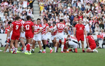 050725 - Japan v Wales - Summer Tour First Test - Japan celebrate at full time