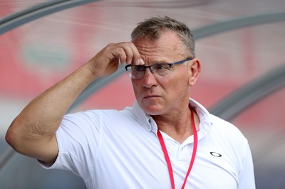 050725 - Japan v Wales - Summer Tour First Test - Kingsley Jones in the dugouts during the warm up