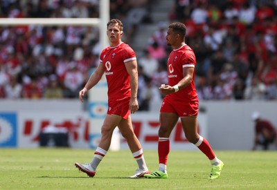 050725 - Japan v Wales - Summer Tour First Test - Kieran Hardy and Ben Thomas of Wales 