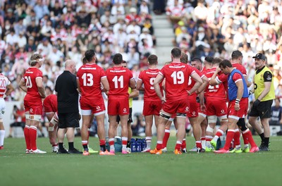 050725 - Japan v Wales - Summer Tour First Test - Wales during a water break