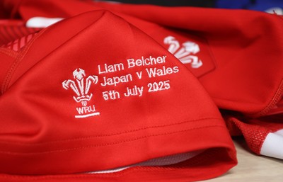 050725 - Japan v Wales - Summer Tour First Test - Liam Belcher of Wales jersey