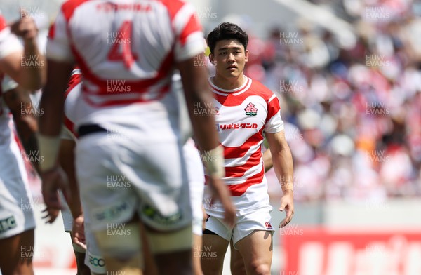 050725 - Japan v Wales - Summer Tour First Test - Ichigo Nakakusu of Japan is shown a yellow by Referee Luke Pearce 