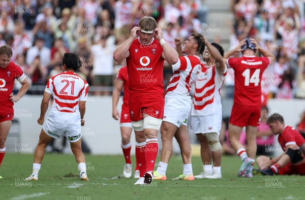 050725 - Japan v Wales - Summer Tour First Test - A dejected Aaron Wainwright of Wales at full time