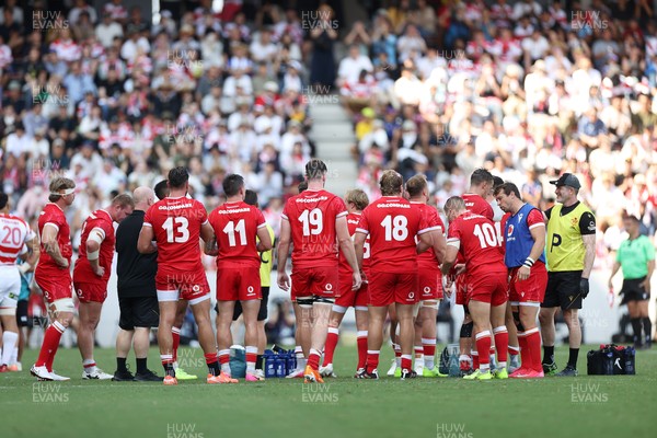 050725 - Japan v Wales - Summer Tour First Test - Wales during a water break