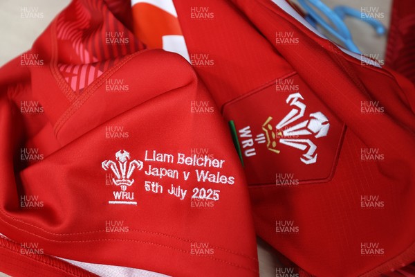 050725 - Japan v Wales - Summer Tour First Test - Liam Belcher of Wales jersey
