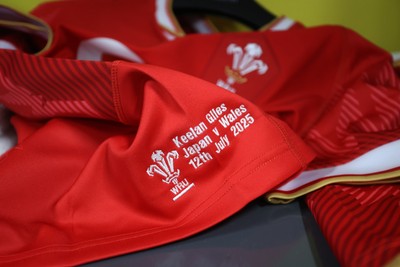 120725 - Japan v Wales - Summer Series - Second Test - Keelan Giles of Wales jersey before the game