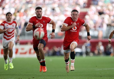 120725 - Japan v Wales - Summer Series - Second Test - Johnny Williams and Josh Adams of Wales chase the ball